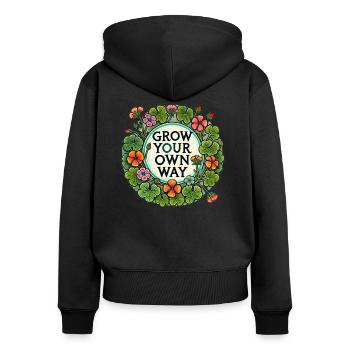 Cultivez à votre façon - Sweat à capuche zippé Premium bio Femme - noir - Dos - Julia (174cm)