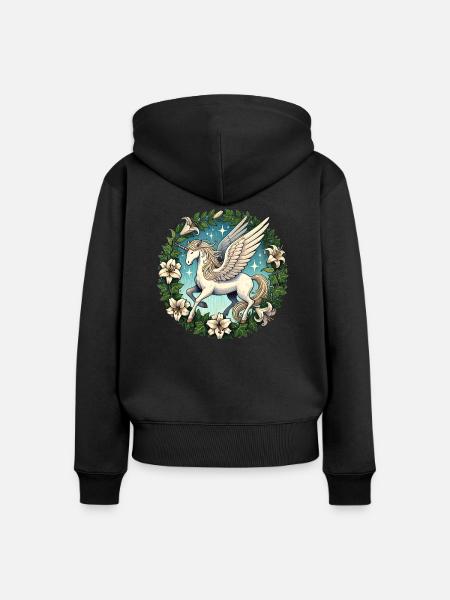 Pegasus Einhorn - Frauen Premium Bio Zip Hoodie - Schwarz