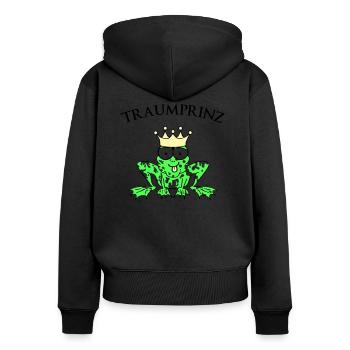 Prince Charmant Grenouille Roi - Sweat à capuche zippé Premium bio Femme - noir - Dos - Julia (174cm)