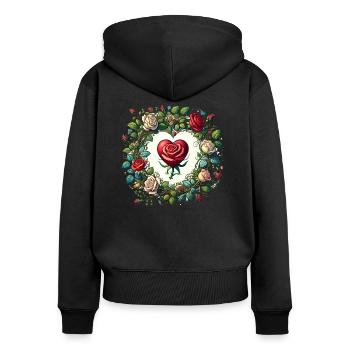 Roses - Sweat à capuche zippé Premium bio Femme - noir - Dos - Julia (174cm)