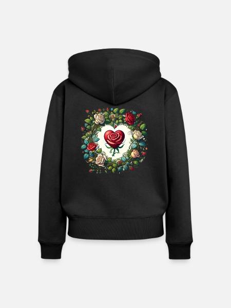 Rosen - Frauen Premium Bio Zip Hoodie - Schwarz