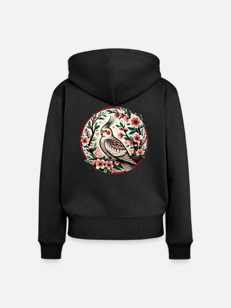 Nymphensittich - Frauen Premium Bio Zip Hoodie - Schwarz