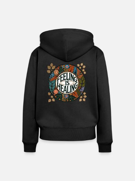 Fühlen ist Heilung - Frauen Premium Bio Zip Hoodie - Schwarz