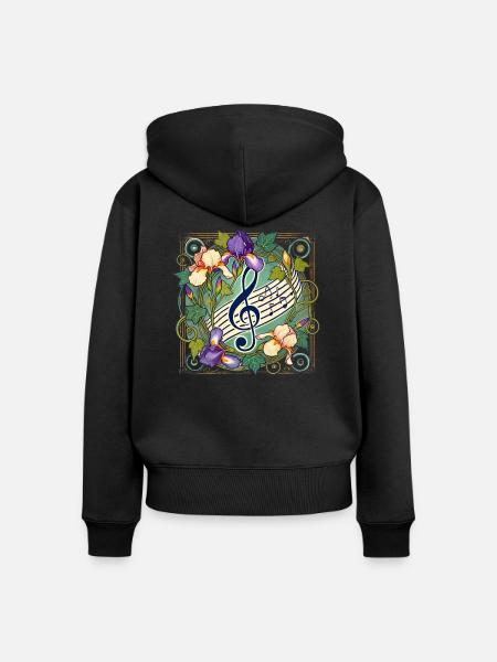 Violinschlüssel - Frauen Premium Bio Zip Hoodie - Schwarz