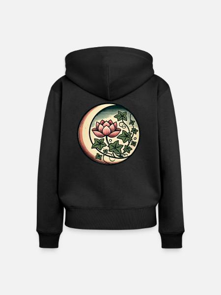 Lotusblüte - Frauen Premium Bio Zip Hoodie - Schwarz