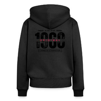 vintage 1968 / année 1968 / t-shirt 1968 - Sweat à capuche zippé Premium bio Femme - noir - Dos - Julia (174cm)