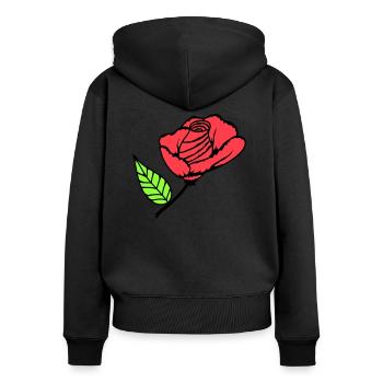 Hübsche Schöne Rose Blüte Blatt Röschen Romantisch - Frauen Premium Bio Zip Hoodie - Schwarz - Hinten - Julia (174cm)
