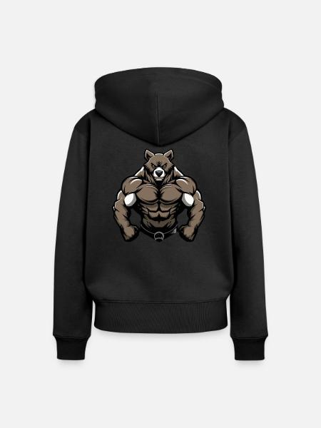 bär comic - Frauen Premium Bio Zip Hoodie - Schwarz