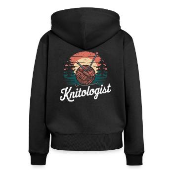 Passion for knitting - Women's Premium Organic Zip Hoodie - black - Back - Julia (174cm)