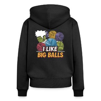Inspiration amusante pour les fans de tricot - Sweat à capuche zippé Premium bio Femme - noir - Dos - Julia (174cm)