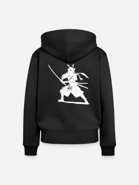 Samurai - Frauen Premium Bio Zip Hoodie - Schwarz