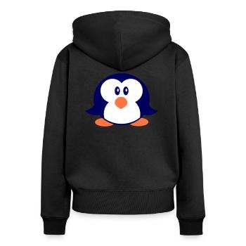 Pingouin mignon bambin enfant poussin bébé heureux - Sweat à capuche zippé Premium bio Femme - noir - Dos - Julia (174cm)
