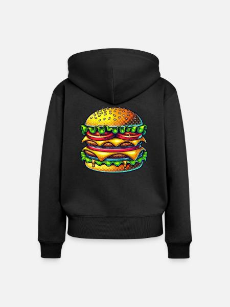 burger cheeseburger - Frauen Premium Bio Zip Hoodie - Schwarz
