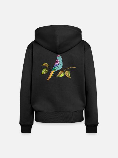 Bunter Vogel - Frauen Premium Bio Zip Hoodie - Schwarz