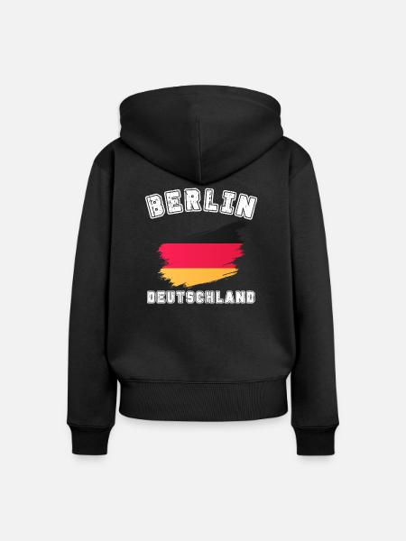 Berlin Deutschland - Pinselstrich Flaggen-Design - Frauen Premium Bio Zip Hoodie - Schwarz