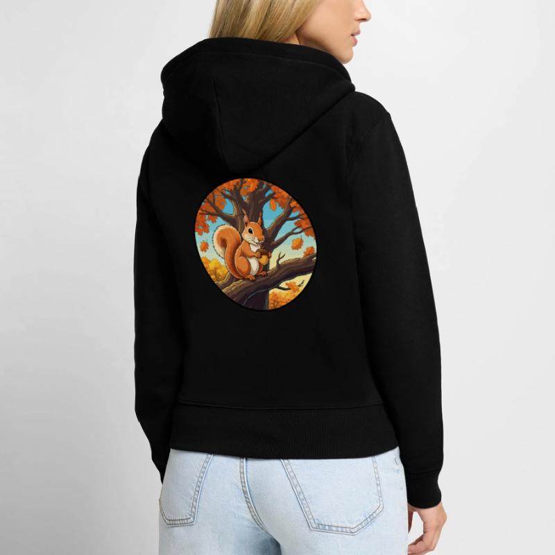 Eichhörnchen mit einer Eichel im Baum Frauen Premium Bio Zip Hoodie