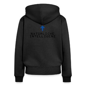 Natürliche Intelligenz - Frauen Premium Bio Zip Hoodie - Schwarz - Hinten - Julia (174cm)