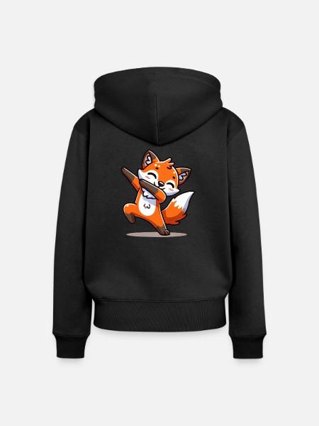fuchs tier dabbing - Frauen Premium Bio Zip Hoodie - Schwarz
