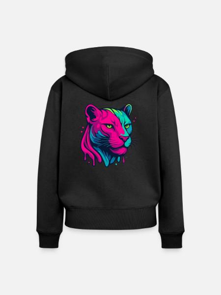 Neon Panther - Frauen Premium Bio Zip Hoodie - Schwarz