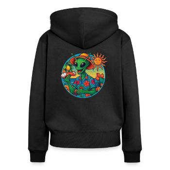 Außerirdischer Tourist in Sizilien mit Cannoli - Frauen Premium Bio Zip Hoodie - Schwarz - Hinten - Julia (174cm)