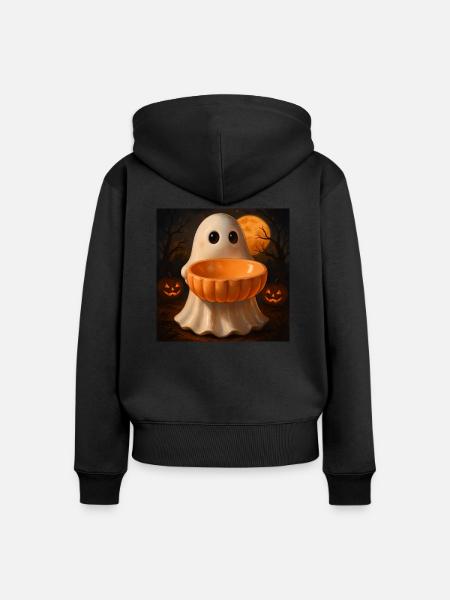 Grusel Halloween Geist Geschenk - Frauen Premium Bio Zip Hoodie - Schwarz