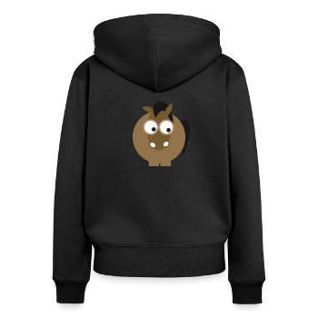 Pferd - Frauen Premium Bio Zip Hoodie - Schwarz - Hinten - Julia (174cm)