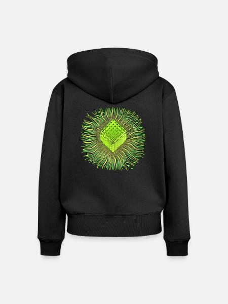 Psychedelic Cube / Psychedelischer Würfel - Frauen Premium Bio Zip Hoodie - Schwarz