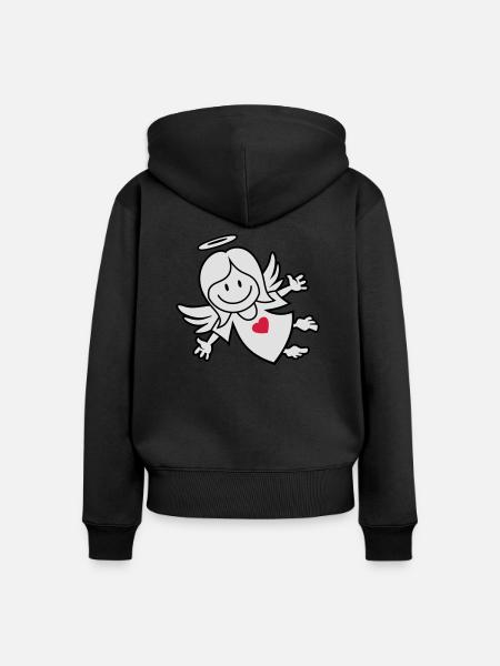 vl064b_engel2_3c - Frauen Premium Bio Zip Hoodie - Schwarz