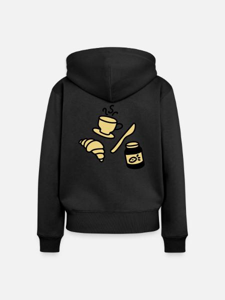 Frühstück - Frauen Premium Bio Zip Hoodie - Schwarz
