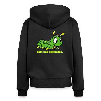 Raupe - Frauen Premium Bio Zip Hoodie - Schwarz - Hinten - Julia (174cm)