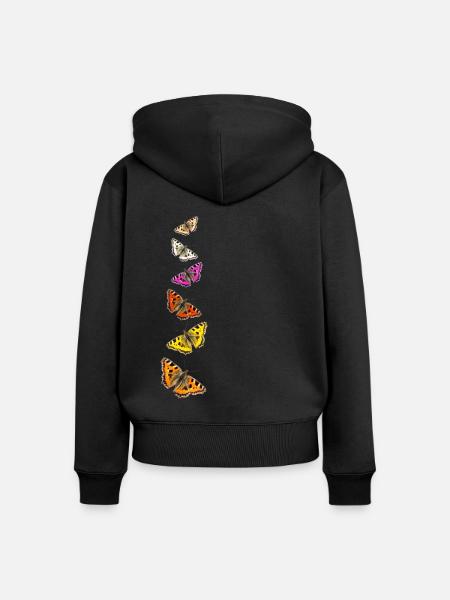 Schmetterlings-Collage - Frauen Premium Bio Zip Hoodie - Schwarz