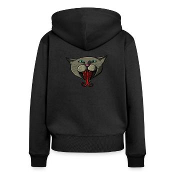 Demon Cat (no background) - Frauen Premium Bio Zip Hoodie - Schwarz - Hinten - Julia (174cm)