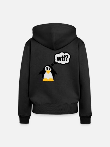 pinguine wtf - Frauen Premium Bio Zip Hoodie - Schwarz