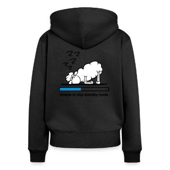 Les moutons en veille - Sweat à capuche zippé Premium bio Femme - noir - Dos - Julia (174cm)
