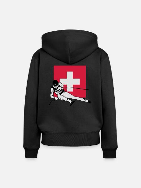 ski - alpine - apres - schweiz - Frauen Premium Bio Zip Hoodie - Schwarz