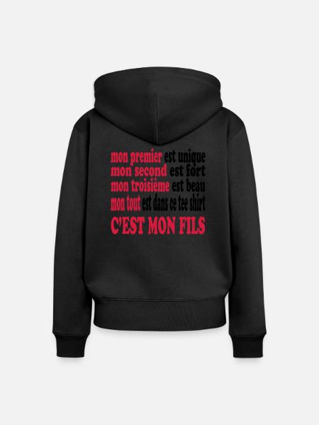 Mon fils est beau - Frauen Premium Bio Zip Hoodie - Schwarz