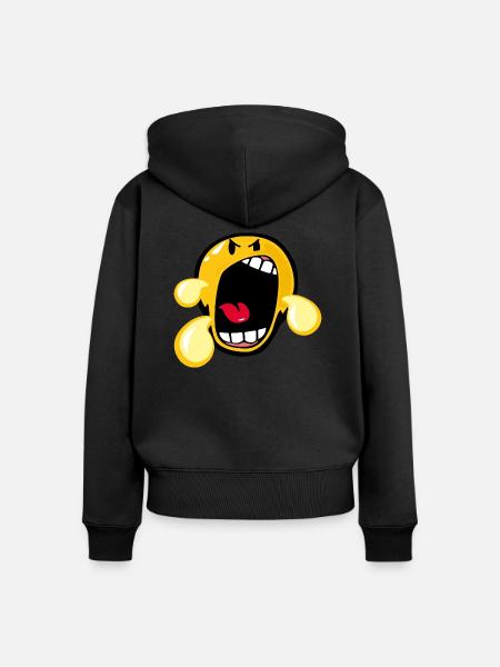Smiley Anger Irate - Frauen Premium Bio Zip Hoodie - Schwarz