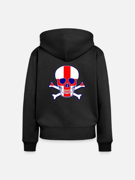 England Flaggenschädel - Frauen Premium Bio Zip Hoodie - Schwarz