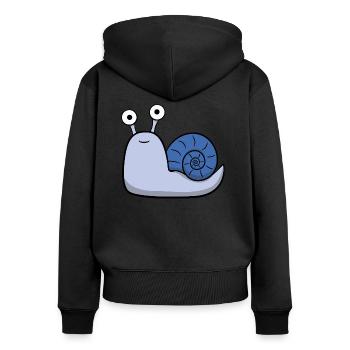 Niedliche Schnecke mit Haus in Blau - Frauen Premium Bio Zip Hoodie - Schwarz - Hinten - Julia (174cm)