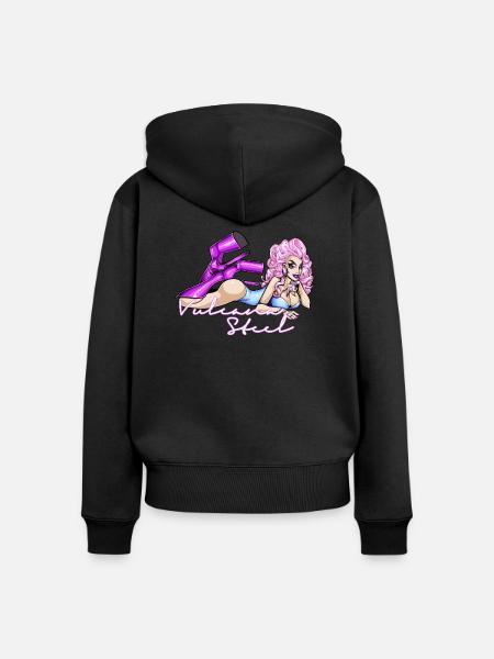VULCANA STEEL WHITE LETTERS - Frauen Premium Bio Zip Hoodie - Schwarz