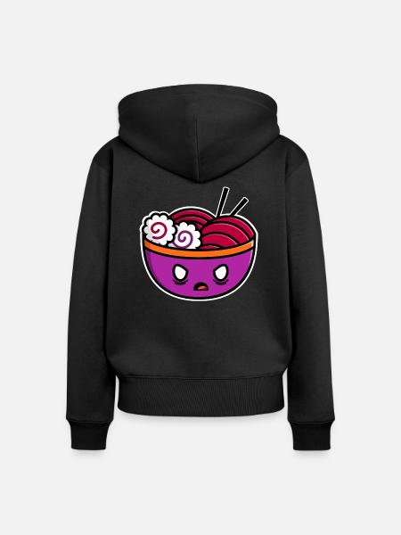 Angry Ramen - Frauen Premium Bio Zip Hoodie - Schwarz
