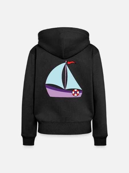 Segelboot - Frauen Premium Bio Zip Hoodie - Schwarz