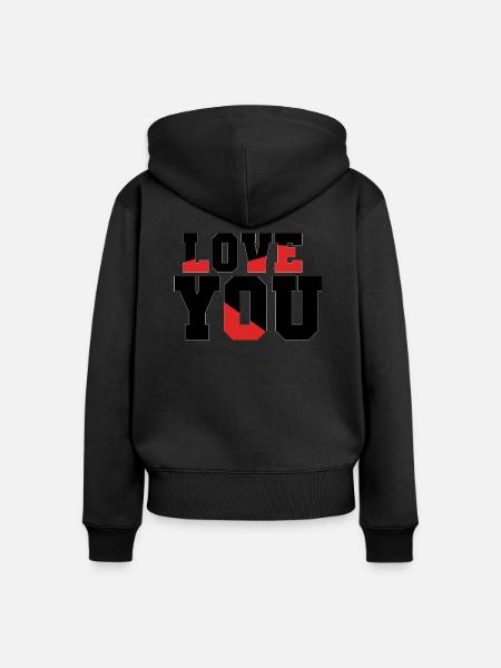 Love YOU - Frauen Premium Bio Zip Hoodie - Schwarz