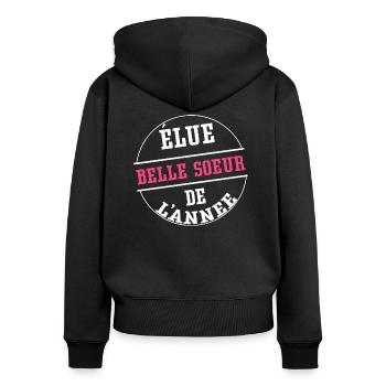 Elue belle soeur de l'année cadeau belle soeur - Sweat à capuche zippé Premium bio Femme - noir - Dos - Julia (174cm)