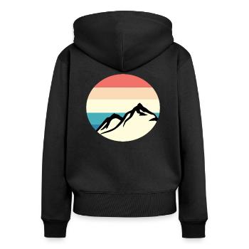 Berge Retro Sunset - Frauen Premium Bio Zip Hoodie - Schwarz - Hinten - Julia (174cm)