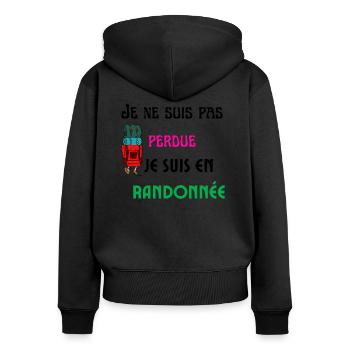 je ne suis pas perdue je suis en randonnée - Sweat à capuche zippé Premium bio Femme - noir - Dos - Julia (174cm)