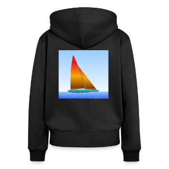 Segelschiff - Frauen Premium Bio Zip Hoodie - Schwarz - Hinten - Julia (174cm)