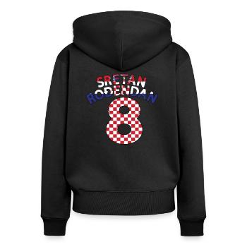Kroatien 8. Geburtstag Sretan Rodendan 8 - Frauen Premium Bio Zip Hoodie - Schwarz - Hinten - Julia (174cm)
