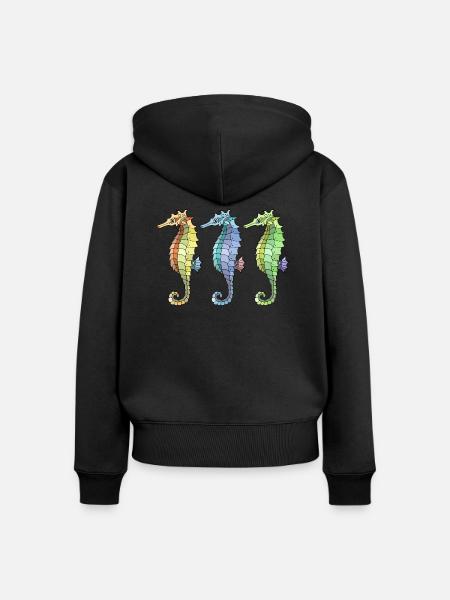 Seepferdchen - Frauen Premium Bio Zip Hoodie - Schwarz