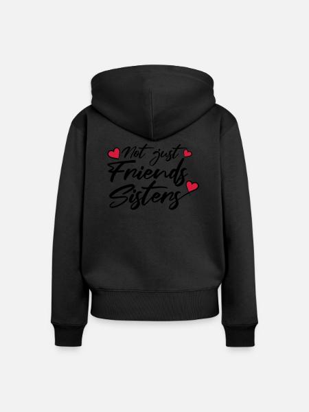 Herzen Friends Sisters - Frauen Premium Bio Zip Hoodie - Schwarz